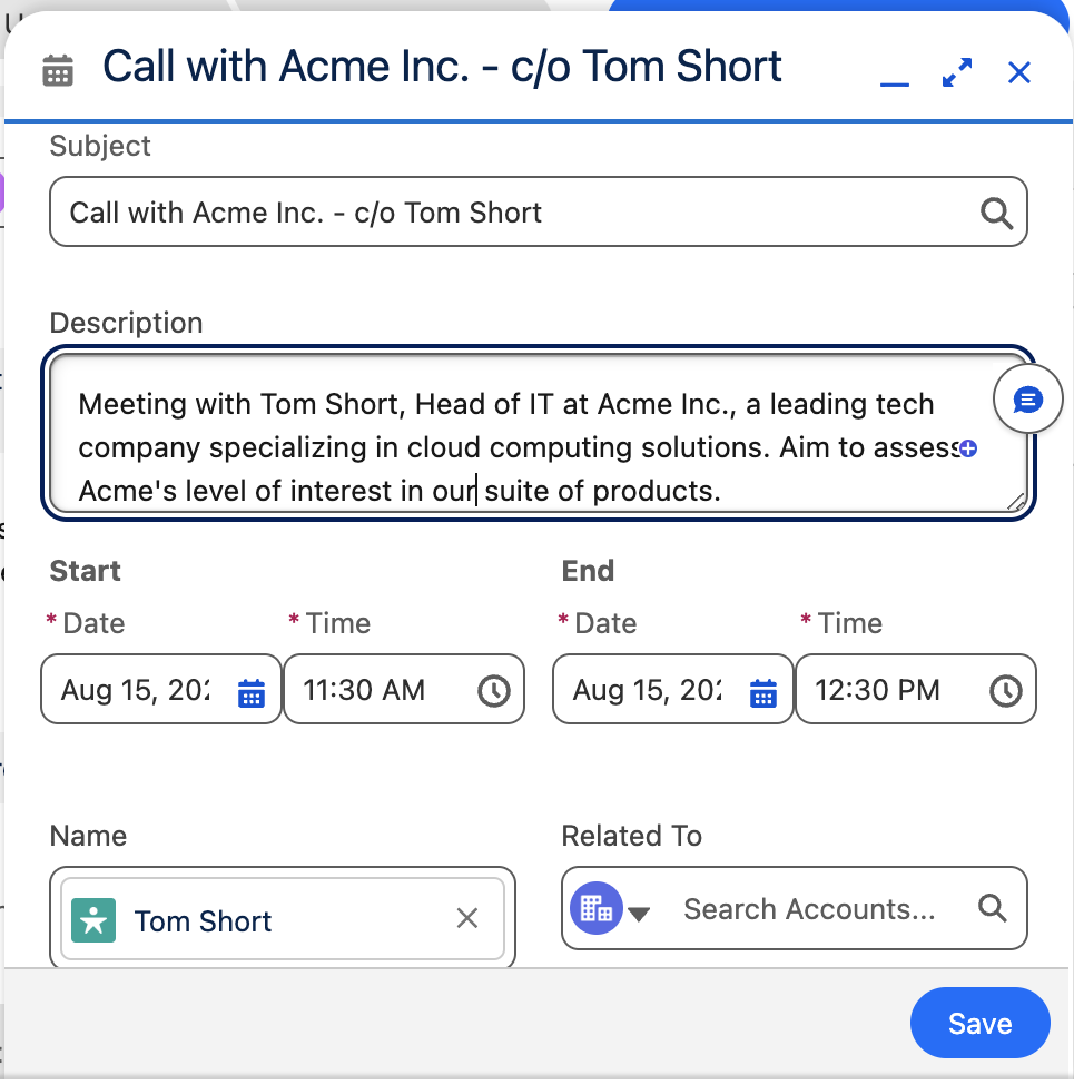 Schedule meetings and events on Salesforce